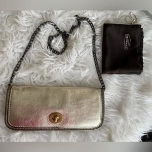 Coach Kiss Lock Metallic Leather Dinky Bag, Y2K, Rare